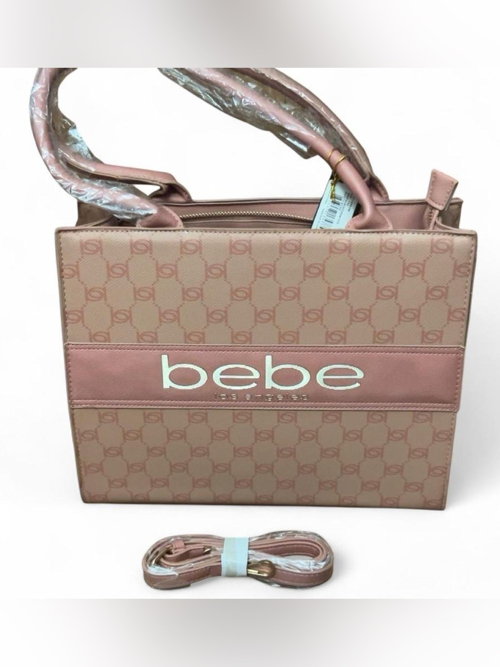 Bebe Serena Monogram Tote Bag Dusty Rose NWT MSRP $129
